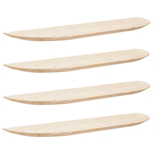 Pack 4 estanterías redondeadas de madera maciza flotantes tono natural varias medidas