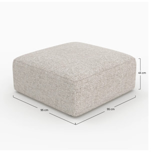 Pouf carré pour canapé modulable en tissu beige - Hestia
