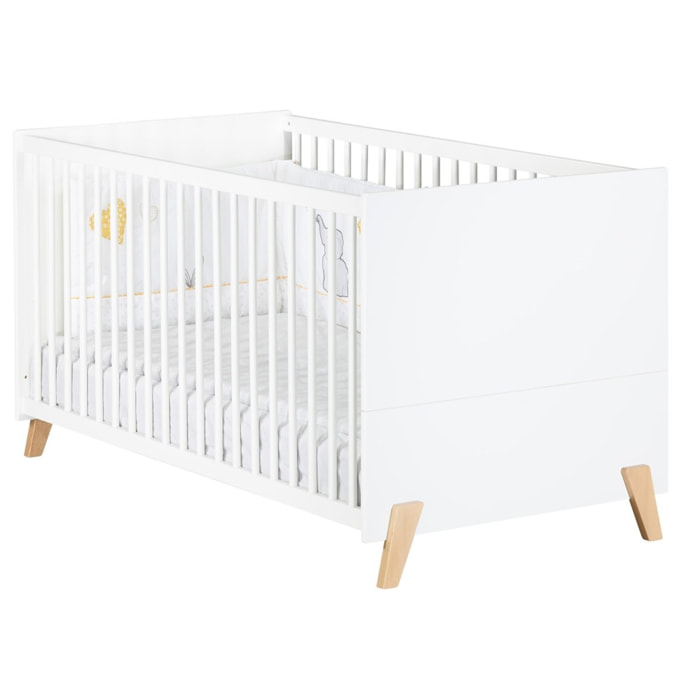 Lit évolutif 140x70 - Little Big Bed sur pieds en bois blanc