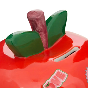 Tirelire Enfant Pomme Cha Cha Pop 13x13x13 cm Rouge
