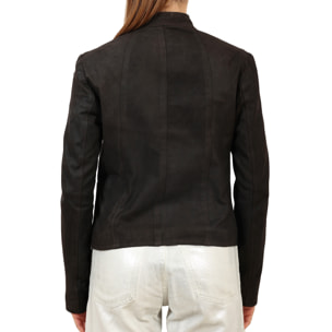 Giubbino in vera pelle di vitello rifinizione dakota Bordeaux-Slim Fit