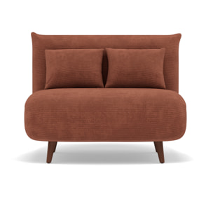 Lumi - Banquette convertible clic-clac 1 place en velours côtelé - Terracotta