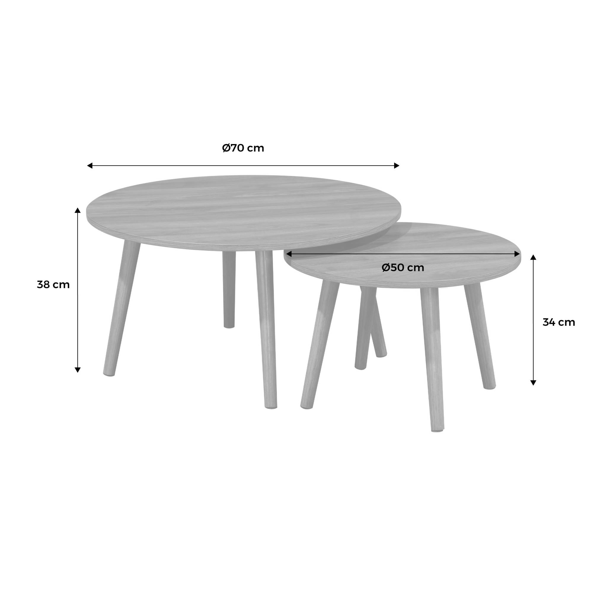 Lot de 2 tables basses rondes décor bois de noyer Népal