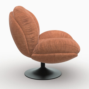 Fauteuil pivotant en tissu effet velours marron - Ricci