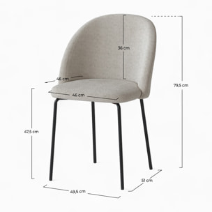 Lot de 2 chaises en tissu bouclette beige - Karl