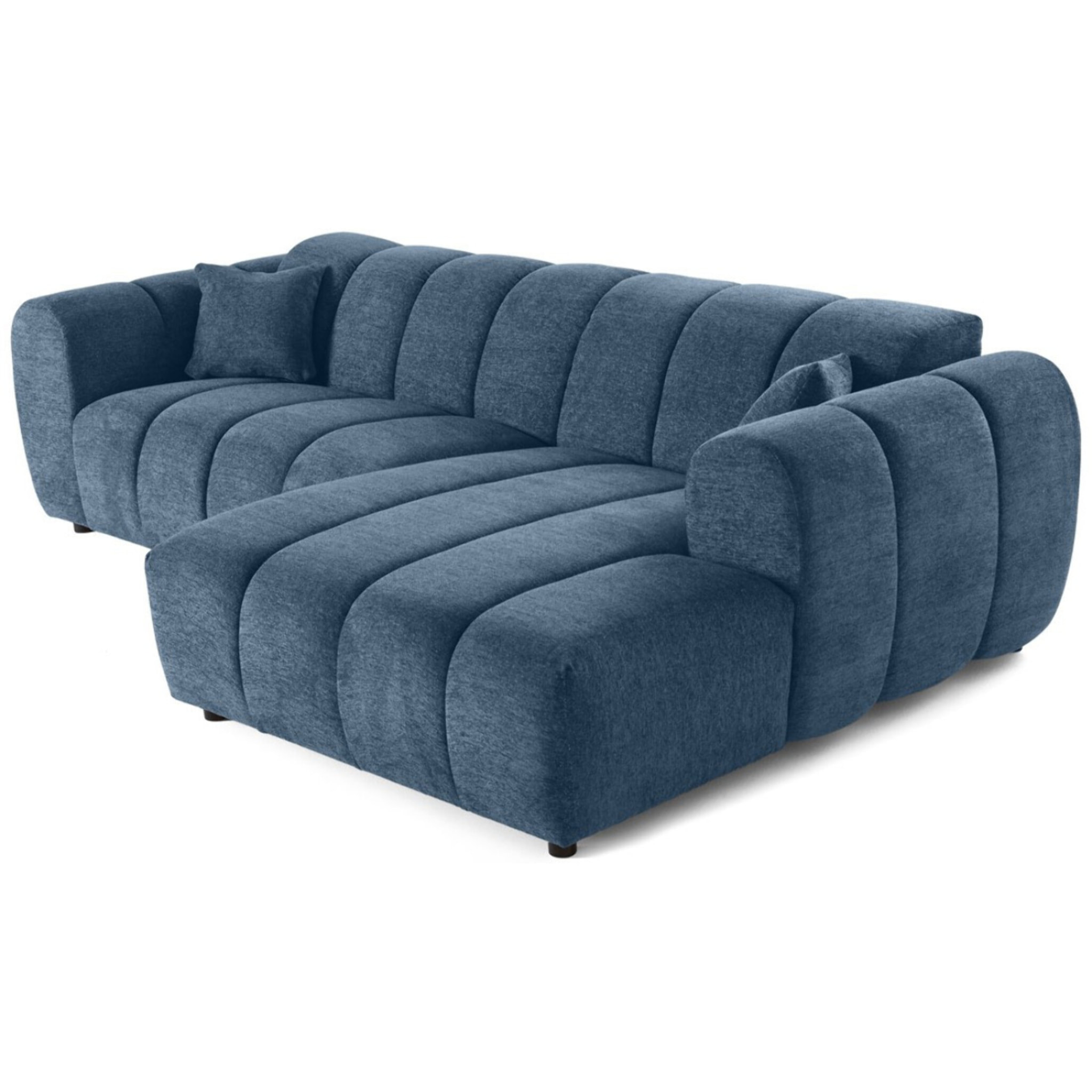 Curtis - canapé d'angle droit 4 places en tissu texturé - Bleu