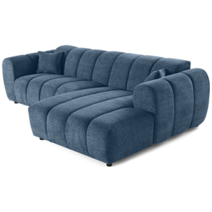 Curtis - canapé d'angle droit 4 places en tissu texturé - Bleu