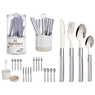 SET 16 CUBIERTOS ACERO INOXIDABLE MANGO PS GRIS