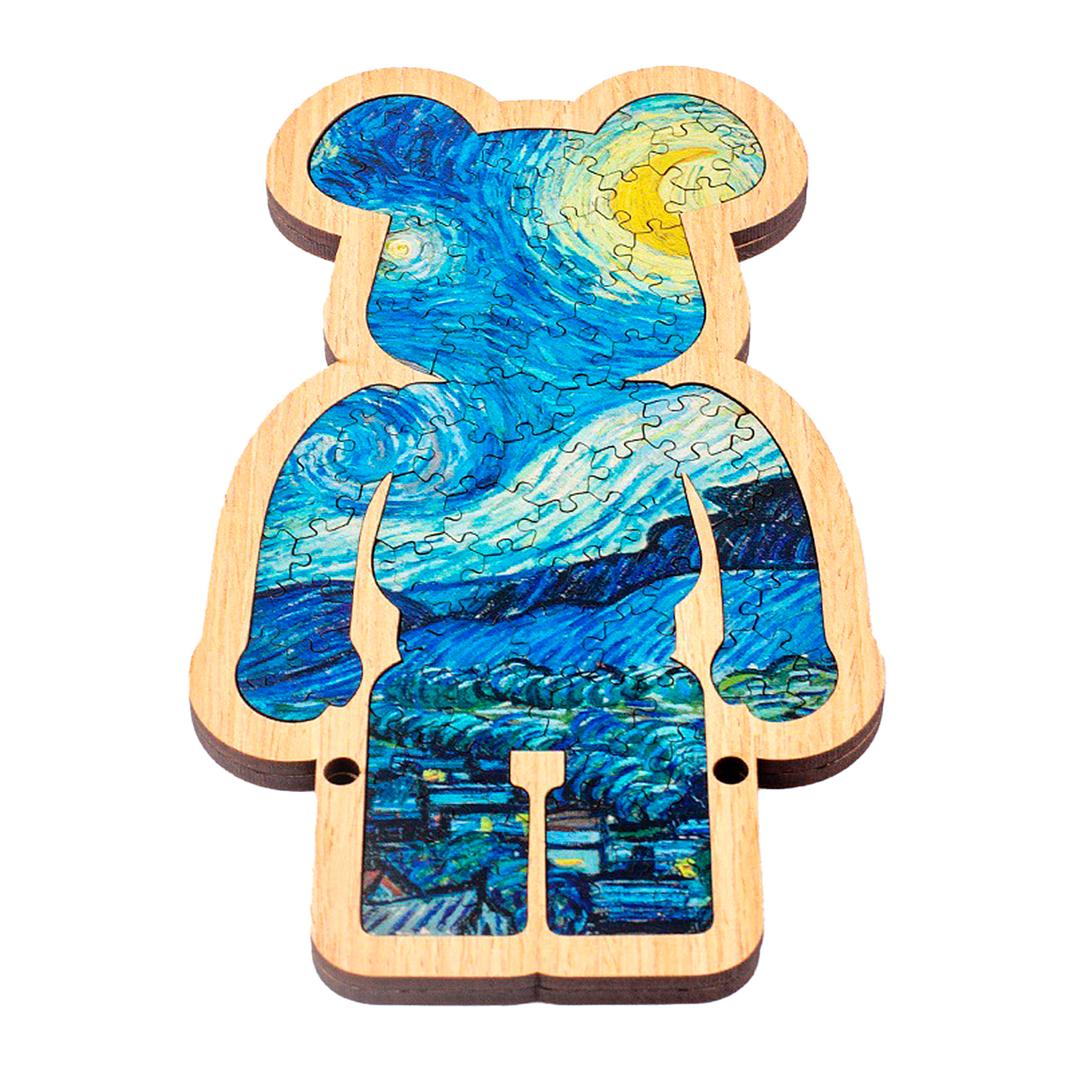 Puzle y marco de madera con 86 piezas. Diseño Oso.