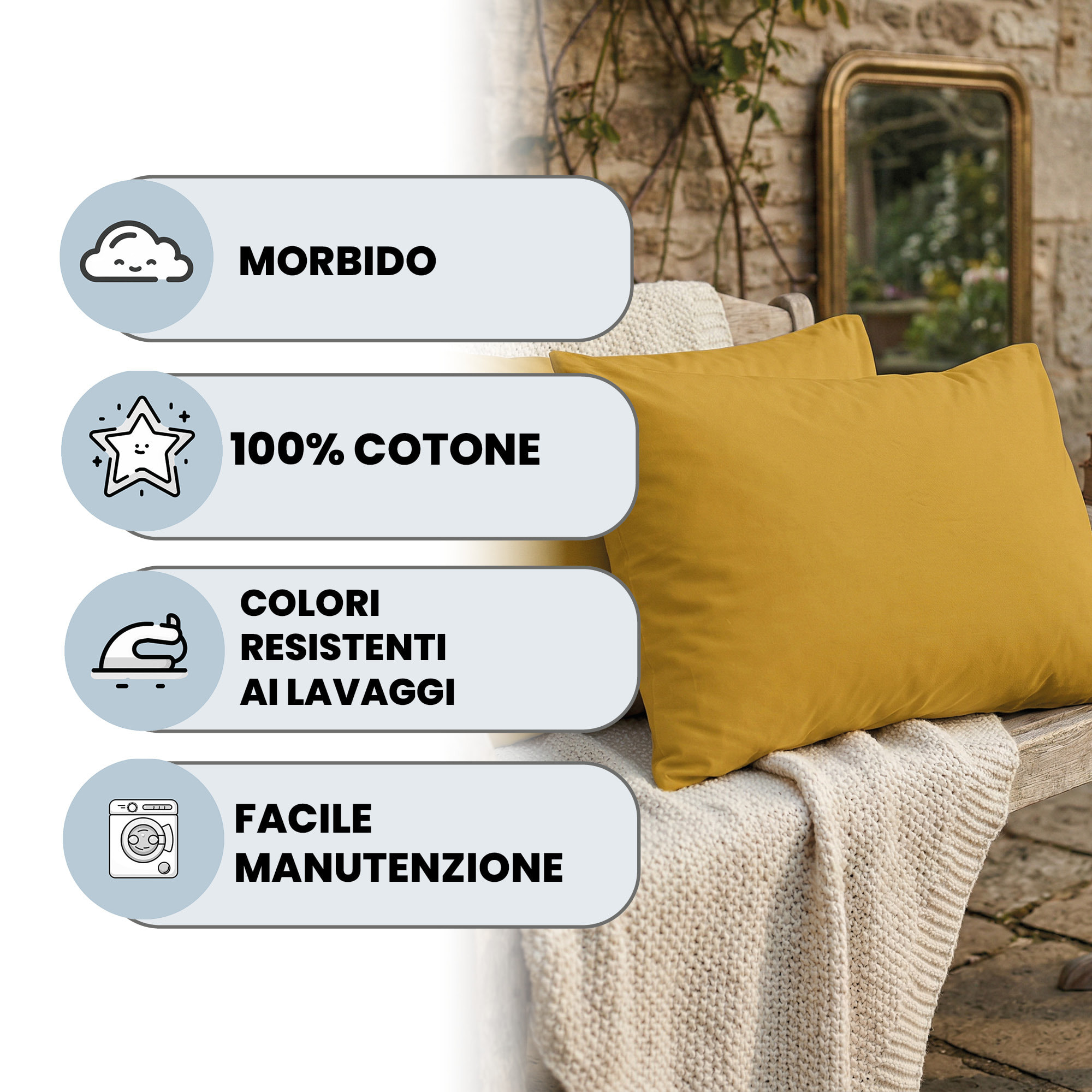 COPPIA FEDERE MAX COLOR, 100% Cotone, Made in Italy - SENAPE