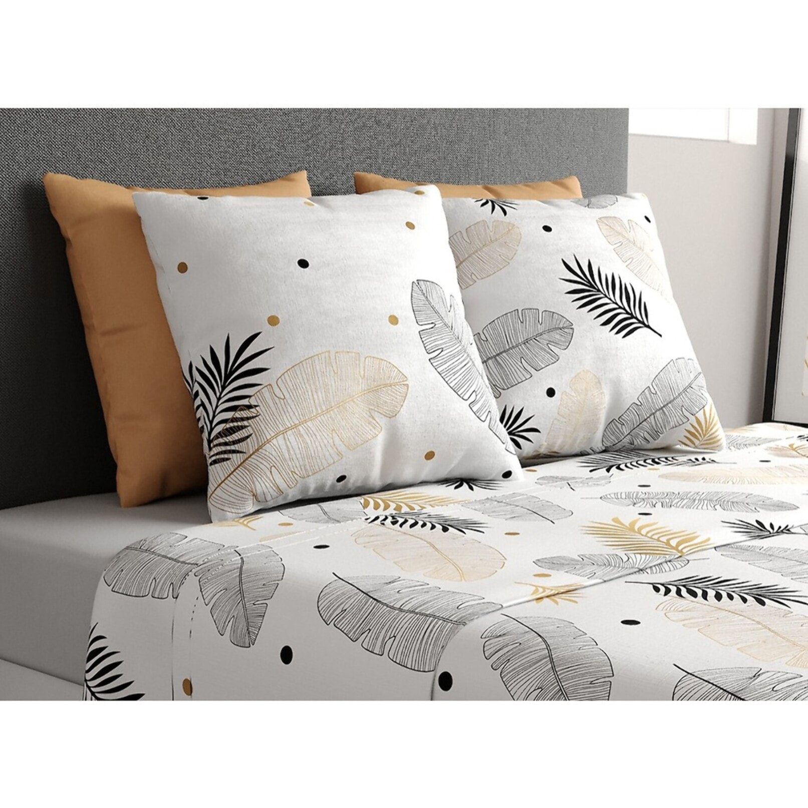 Parure De Drap 3pcs avec Drap Housse 90x190cm 100% Coton 57fils Envole