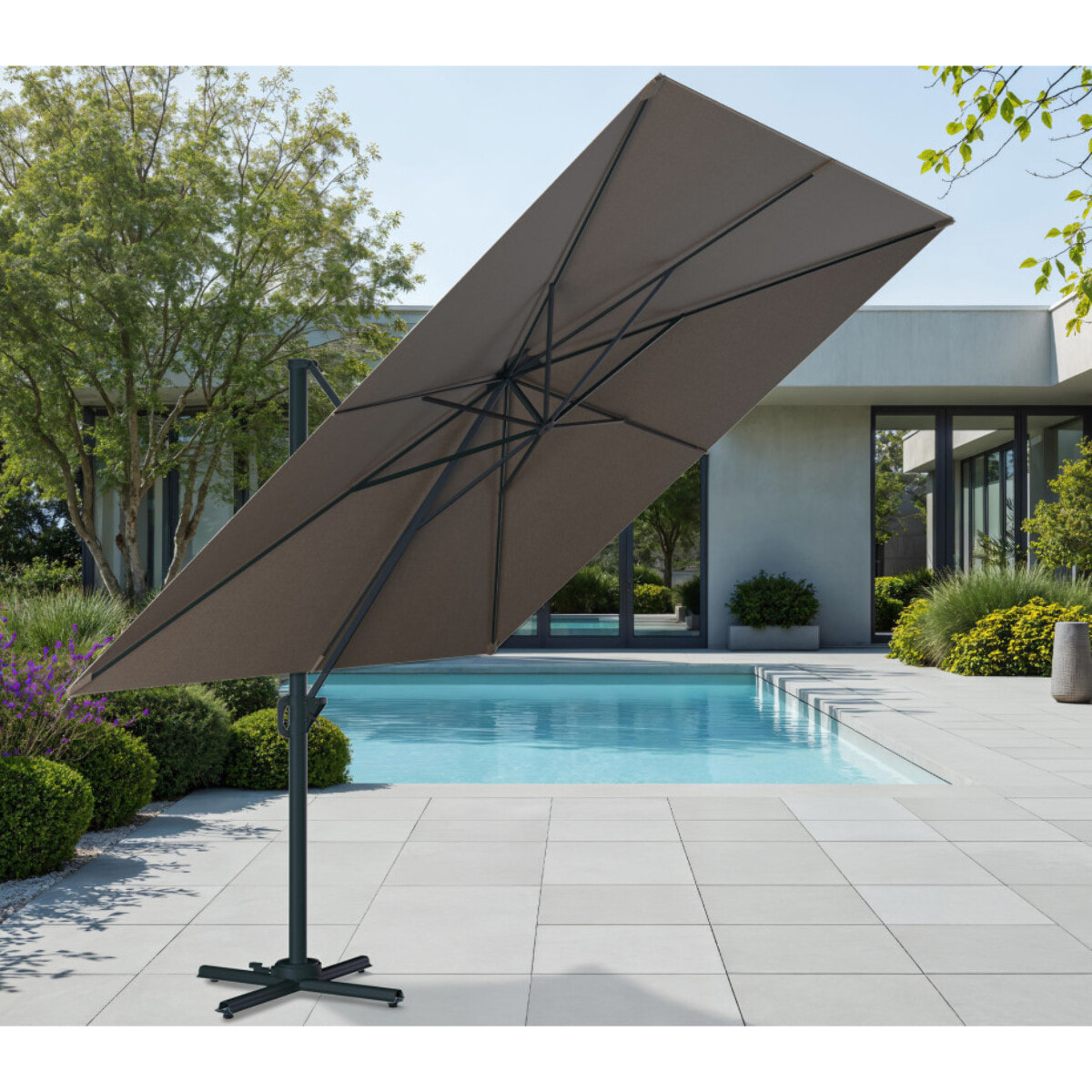 Parasol déporté 3x3m - gris anthracite - SUNKING