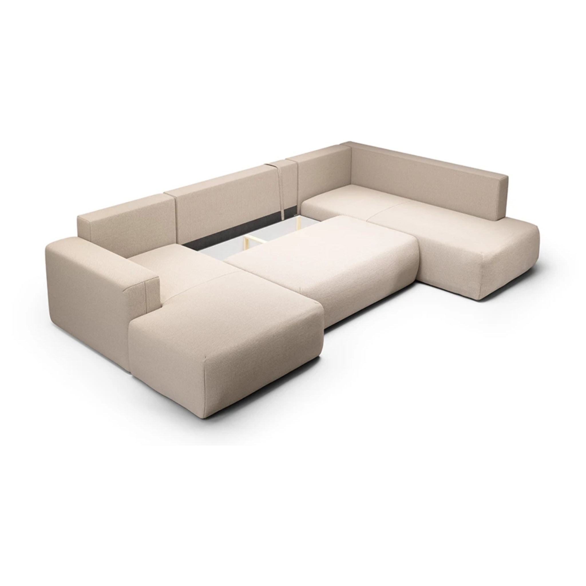 NALA - Canapé panoramique droit 5 places en tissu beige