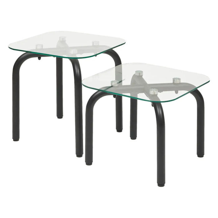 Lot de 2 tables d'appoint Hecate argent 50x50cm