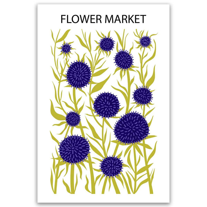 Tableau fleurs violettes et feuillage vert moderne Toile imprimée