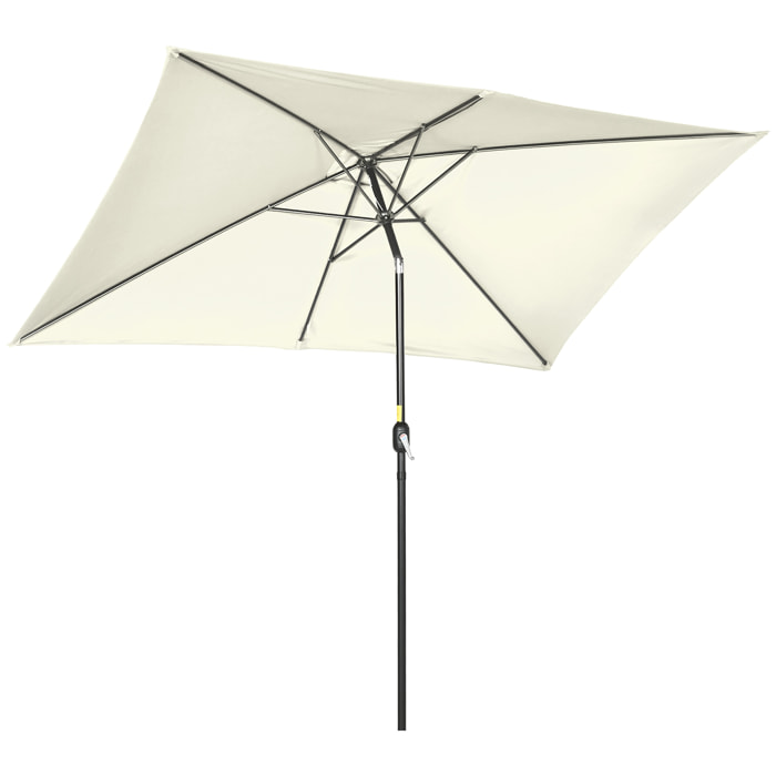 Sombrilla de Terraza Exterior 198x294 cm Parasol de Terraza Exterior con Ángulo Ajustable Mástil de Aluminio y Anti-UV Sombrilla para Jardín Patio Crema