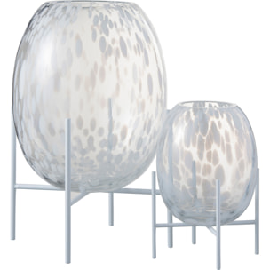 J-Line vase + Pied Pois - verre - transparent/blanc - large - 37 cm de hauteur