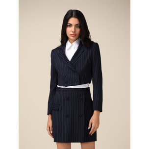 Oltre - Cropped pinstripe blazer - Azul