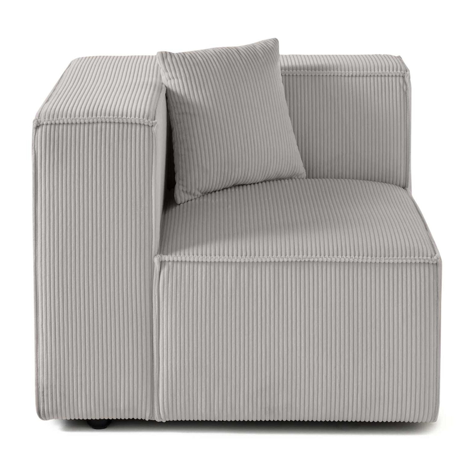 Arty - module d'assise gauche - en velours côtelé - Gris clair