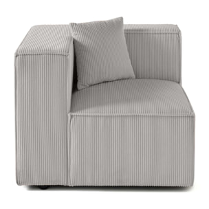 Arty - module d'assise gauche - en velours côtelé - Gris clair