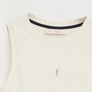 Vestito corto ecrù in cannetè con logo Rigby Go