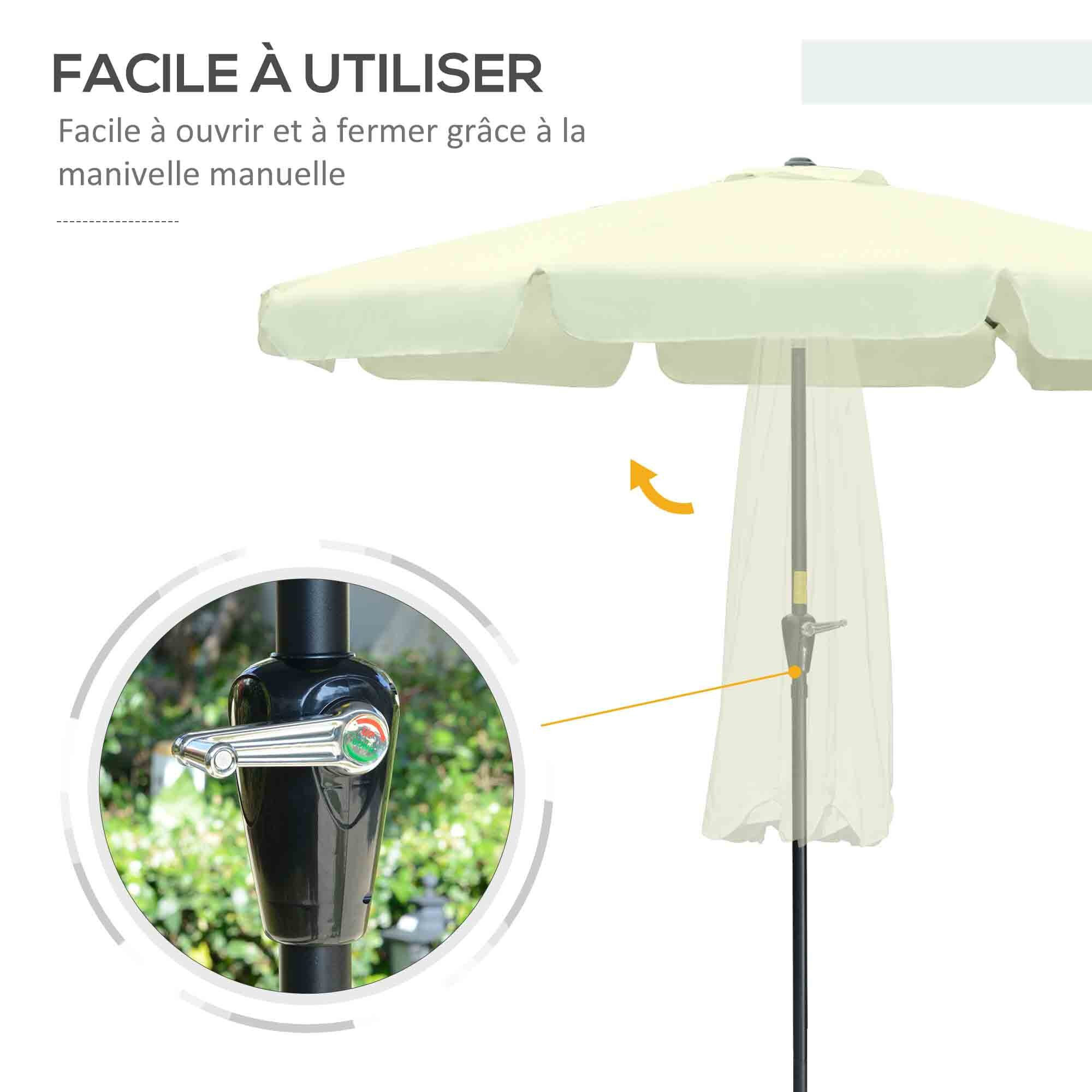 Parasol de jardin inclinable protection UV50+ polyester beige