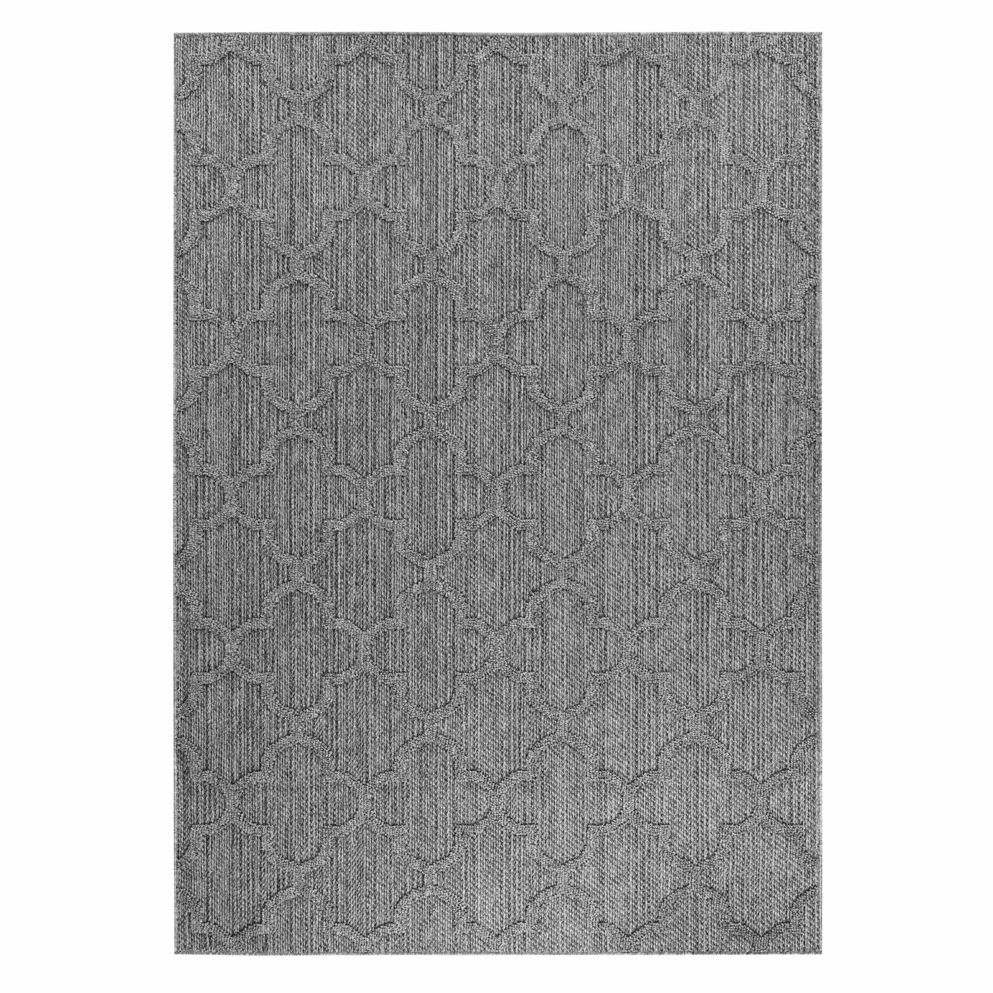 PATARA - Tapis intérieur/extérieur motif baroque gris - PAT4951GRI