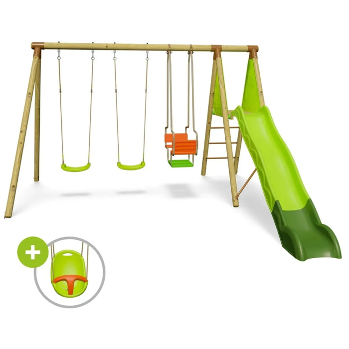 Balançoire en bois 2,30 m Topwood ZALMI - 6 enfants