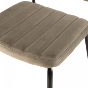 ALBANE - Chaise velours taupe pieds métal noir