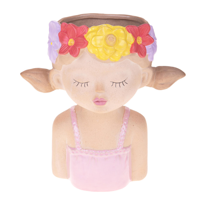 Vaso Bambina diametro 22X altezza 25 Cm - Pezzi 1 - 22X25X14cm - Colore: Beige - Bianchi Dino - Decori Casa E Complementi