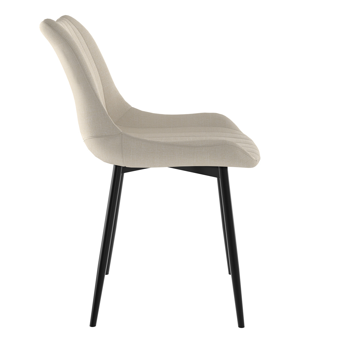 Lot de 2 chaises en tissu beige et métal noir - Killi