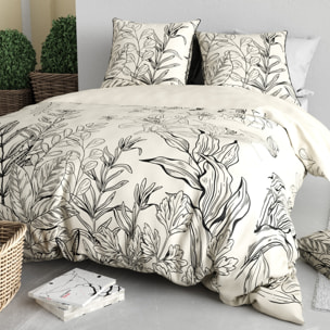 Parure Housse De Couette 3pcs 100% Satin de Coton 120 Fils THAIS