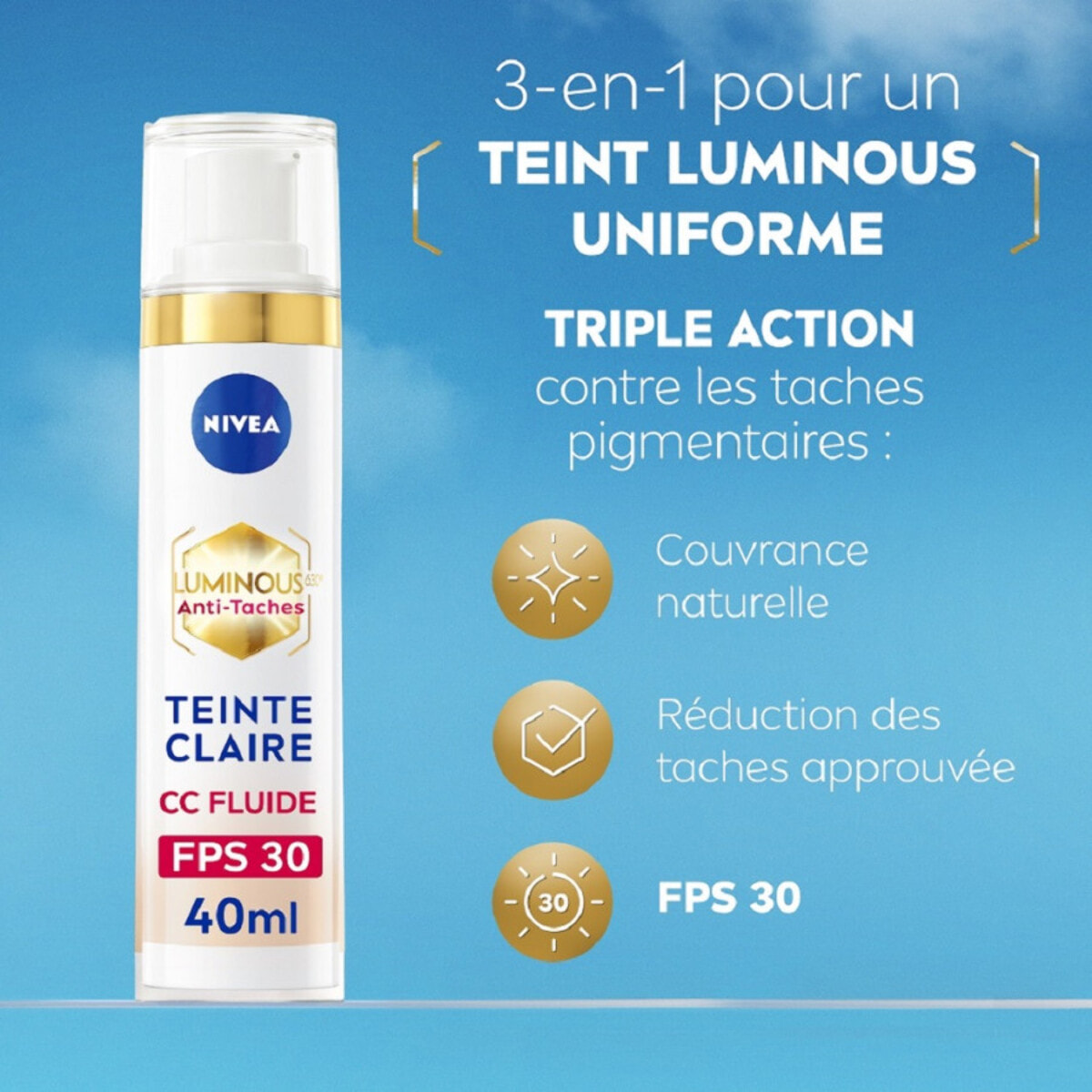 Nivea - CC fluide teinte Clair FPS30 Luminous 40ml