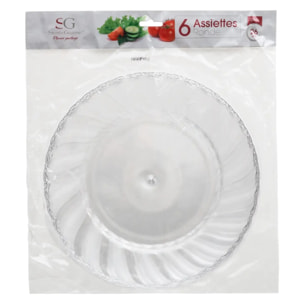 6 Assiettes Plates Ronde Design