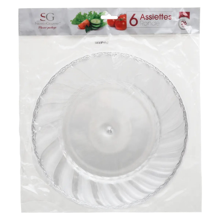 6 Assiettes Plates Ronde Design