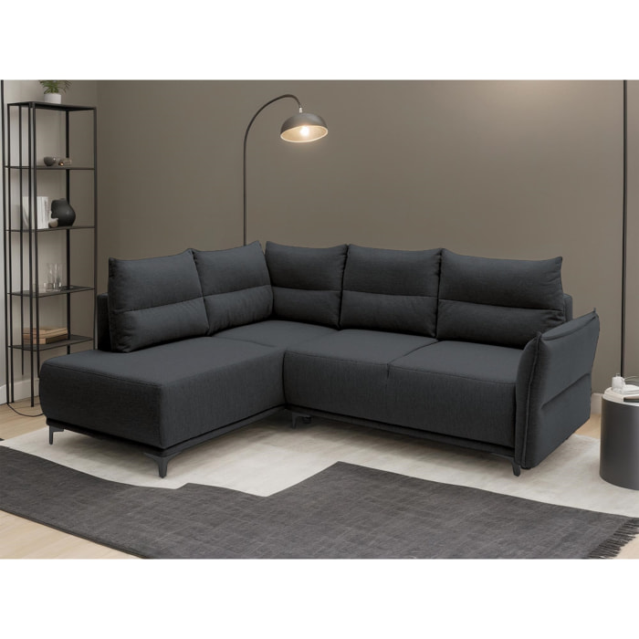 Arya - canapé d'angle convertible - avec coffre - 5 places - style contemporain - gauche - Gris foncé