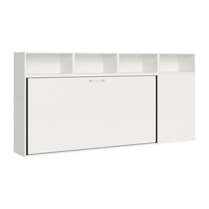 Armoire lit escamotable horizontal 1 couchage 85 Kando avec matelas composition A Frêne Blanc