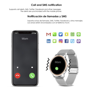 Smartwatch R18 con monitor cardiaco dinámico, tensión, oxígeno en sangre y notificaciones.