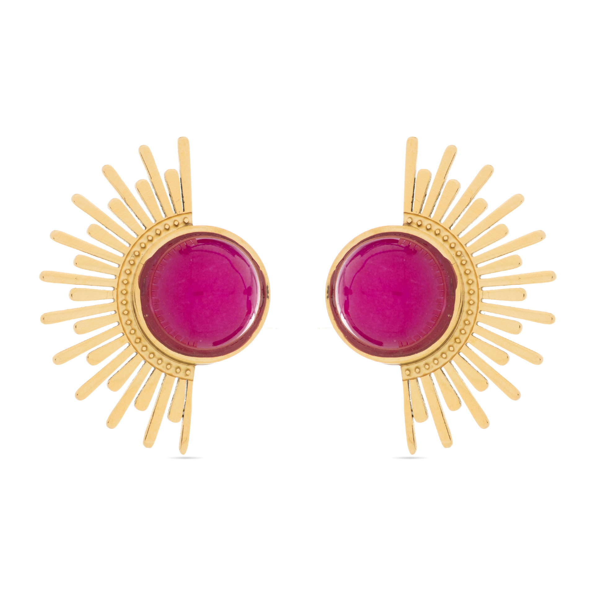 Pendientes de Cristal Rojo acabados en oro amarillo de 18k
