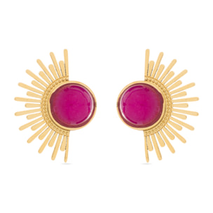 Pendientes de Cristal Rojo acabados en oro amarillo de 18k