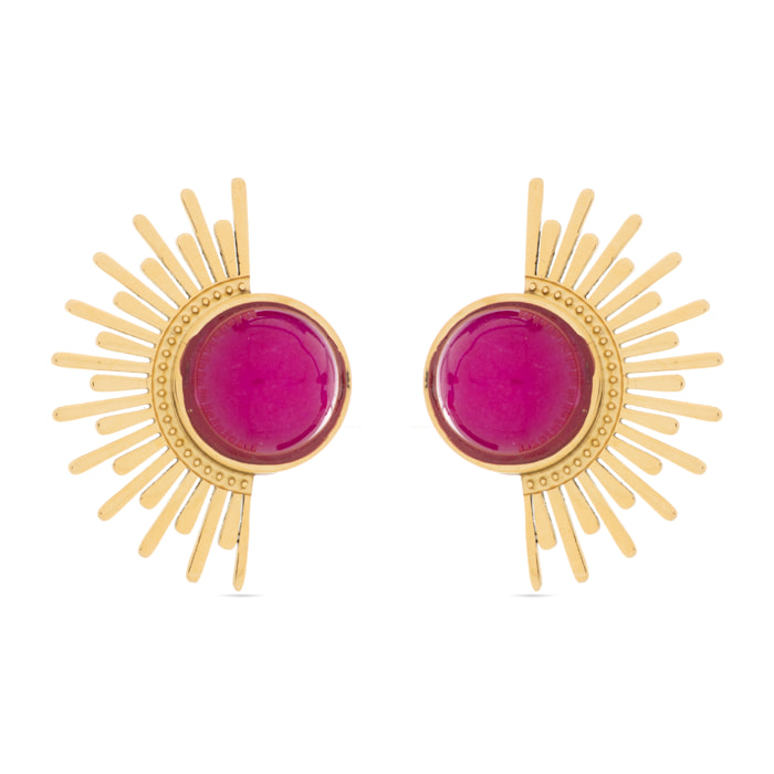 Pendientes de Cristal Rojo acabados en oro amarillo de 18k