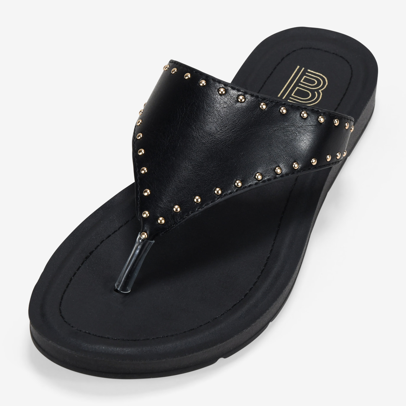 Sandalias de dedo negras con tachuelas