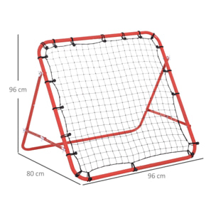 Filet de rebond pliable inclinaison réglable - piquets d'ancrage inclus - filet PE noir métal époxy rouge