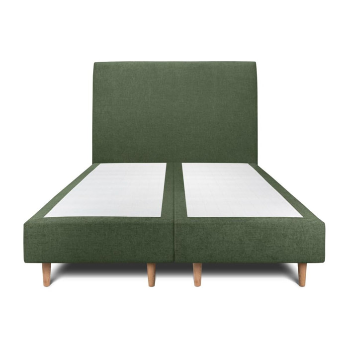 Lit avec tête de lit tapissée tissu et sommier tapissier Ep20