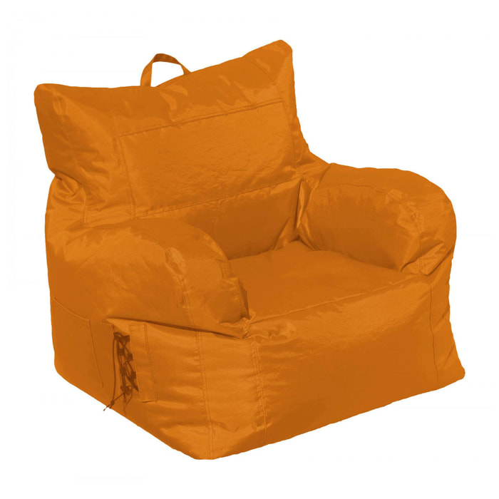 Poltrona Ossidiana, Seduta imbottita, Divano singolo da salotto, Sedia con braccioli, Made in Italy, 75x65 h70 cm, Arancione