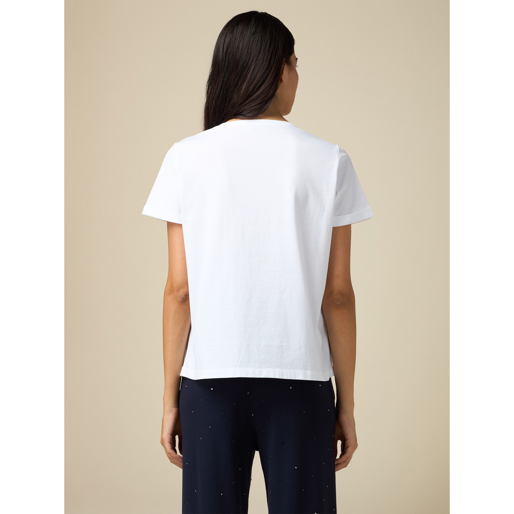 Oltre - T-shirt con ricamo gioiello - Bianco