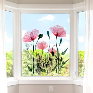 Stickers muraux | Sticker Mural Autocollant - FLEURS COQUELICOTS CHIC - adhésifs fond transparent