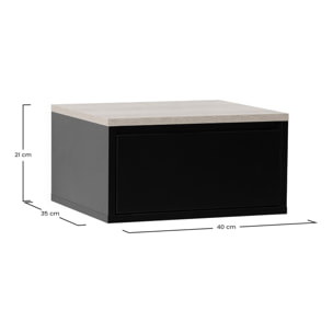 Mesita de noche flotante Desi 1 cajón color Negro/Roble