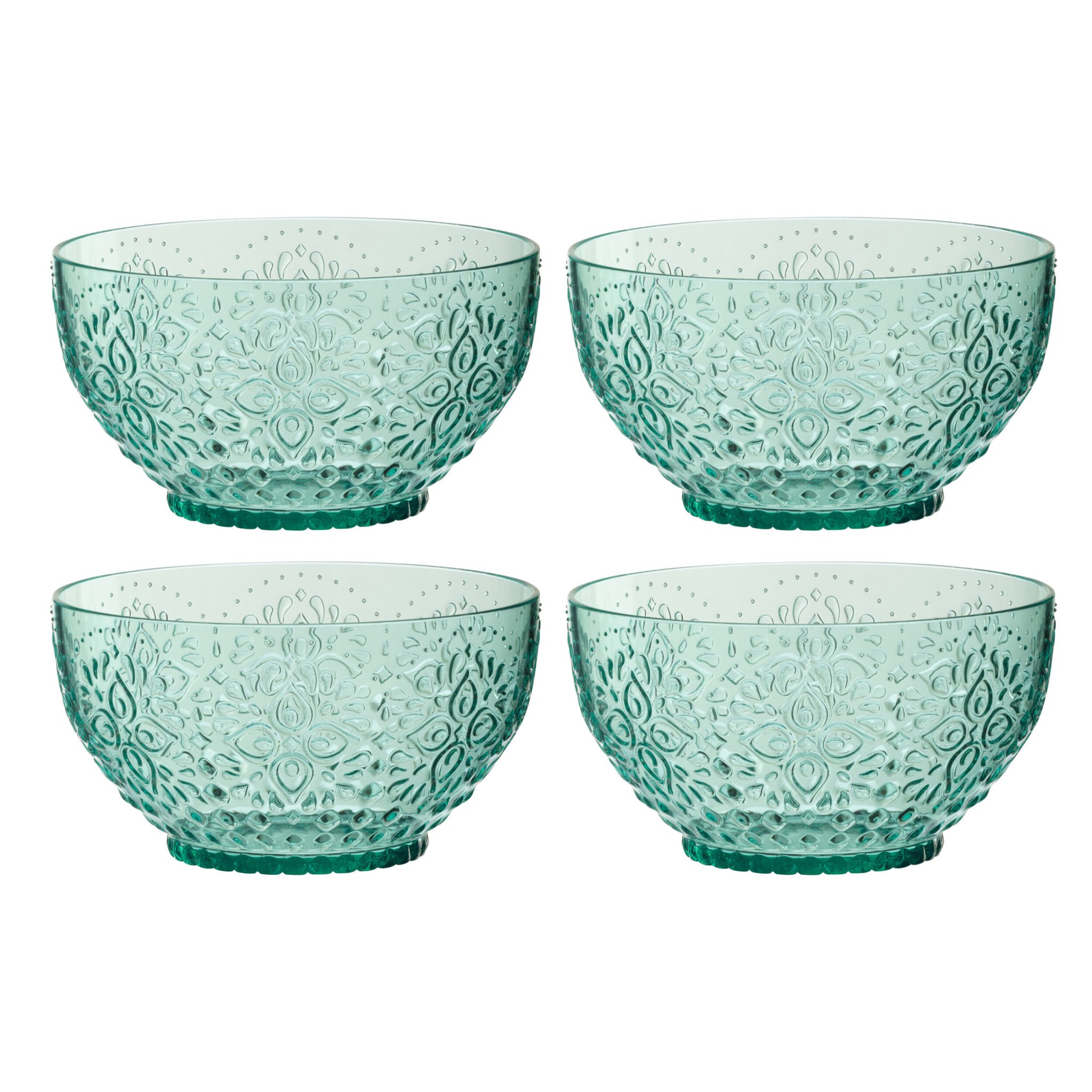 J-Line Boite 4 Bols Plastque Bleu Aqua