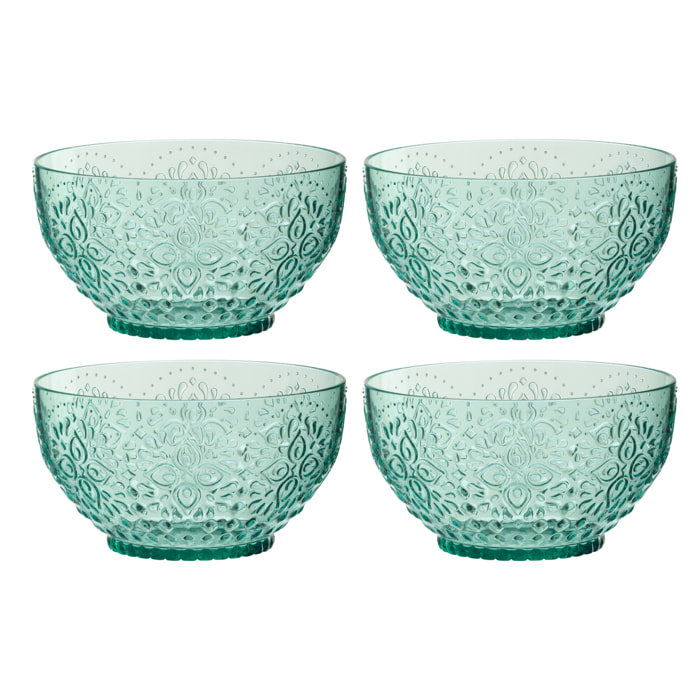 J-Line Boite 4 Bols Plastque Bleu Aqua